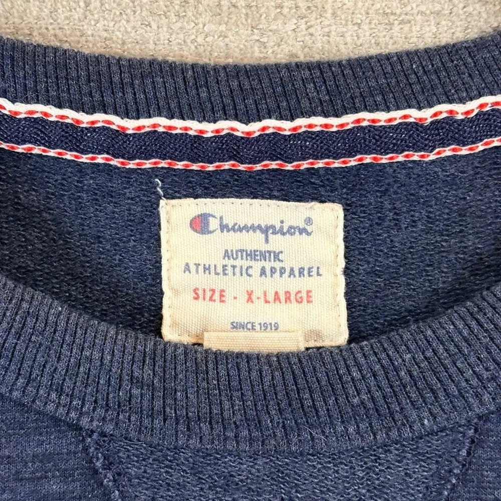 90s Vintage Champion Sweatshirt Navy Blue Heather Raglan Sleeve V-Neck Adult XL‎